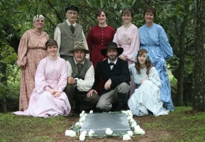 Dedication of Strackbein Memorial on the original Friedrich Strackbein homeplace, located outside Fredericksburg, Texas. Back Row (L-R): Ruby and Howard Strackbein, Emily, Shanna, and Jenny Strackbein. Front Row: Jenna, Roger, Wesley, and Elisabeth Strackbein